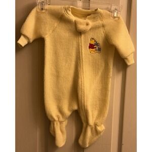 Vintage Winnie The Pooh Yellow Footed Baby Pajamas Disney 20" X‎ 10" EUC